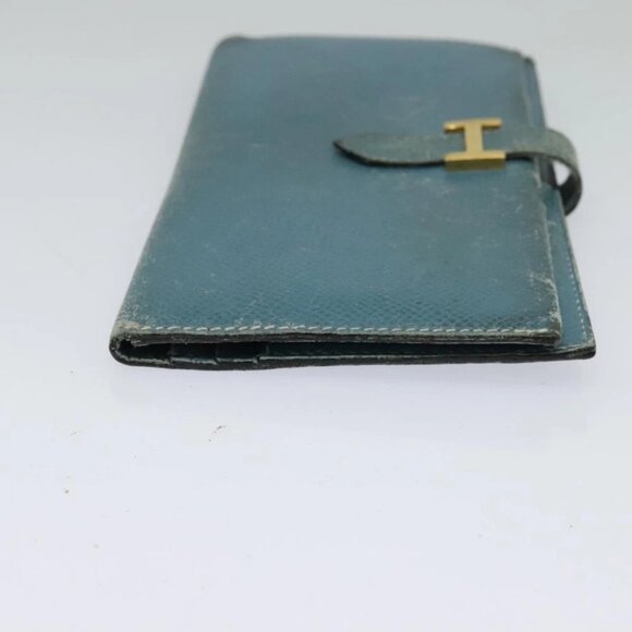 HERMES Bean Long Wallet Leather Blue - Picture 4 of 15